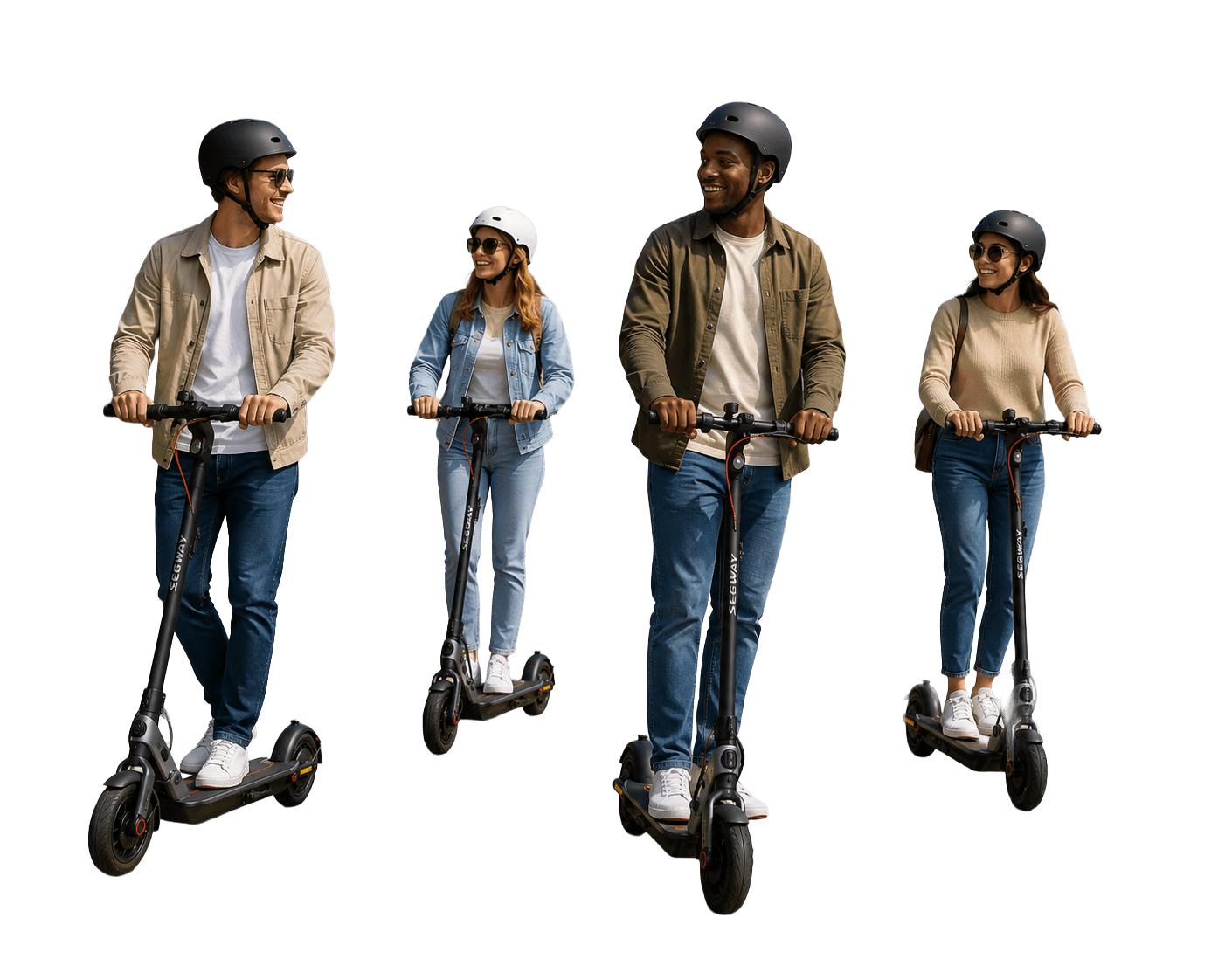 Group of people riding scooters through Napa Valley